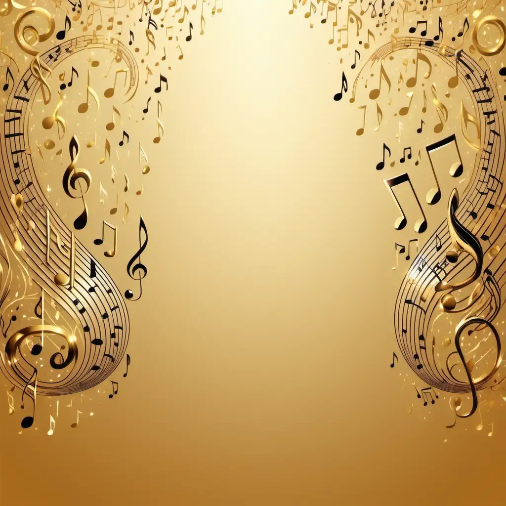 Golden  background with music notes engraved made of gold make gradient from top to bottom  