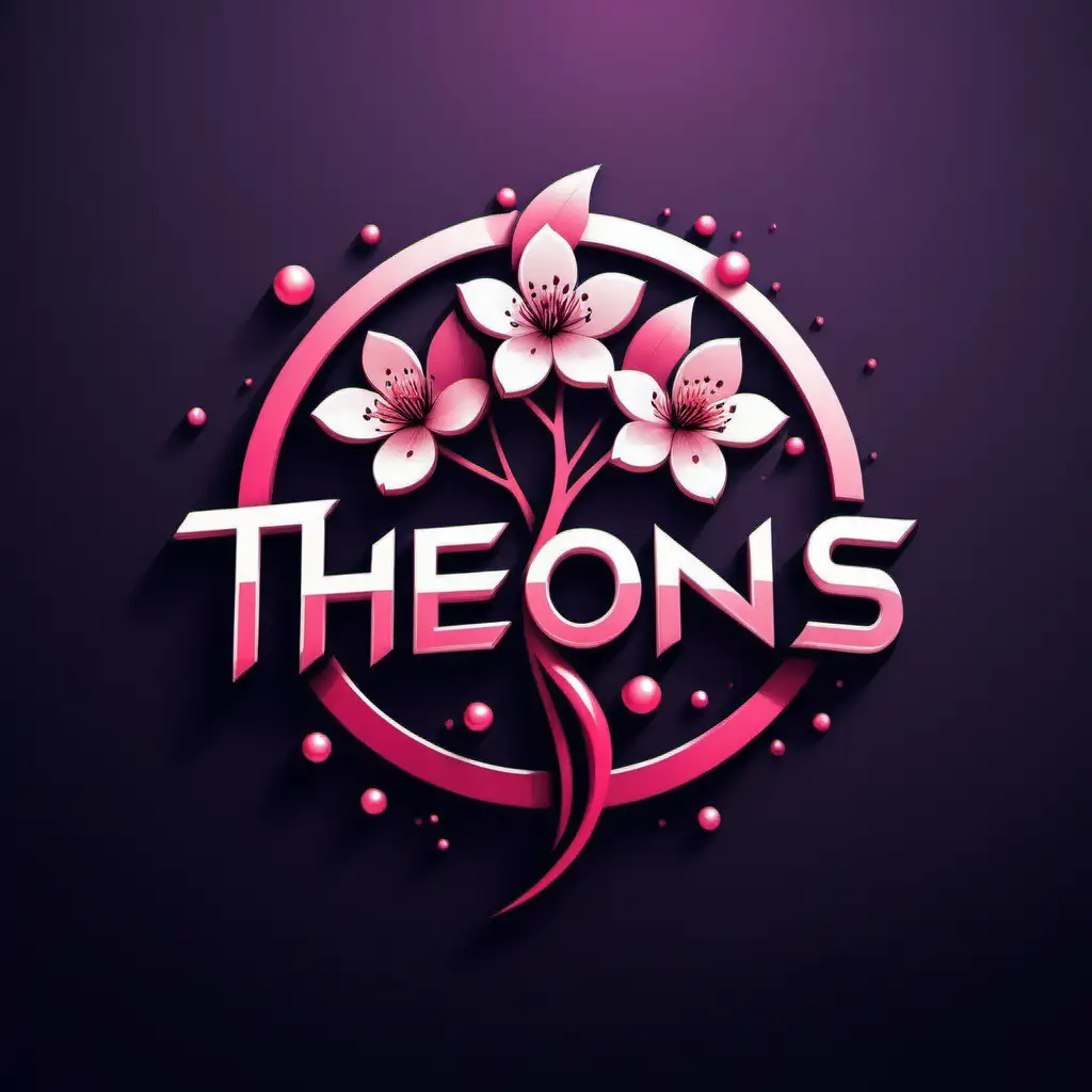 create an futuristic and modern logo for TheBons, use elegant colors, include a little bit of cherry blossom, the name TheBons is in the middle 