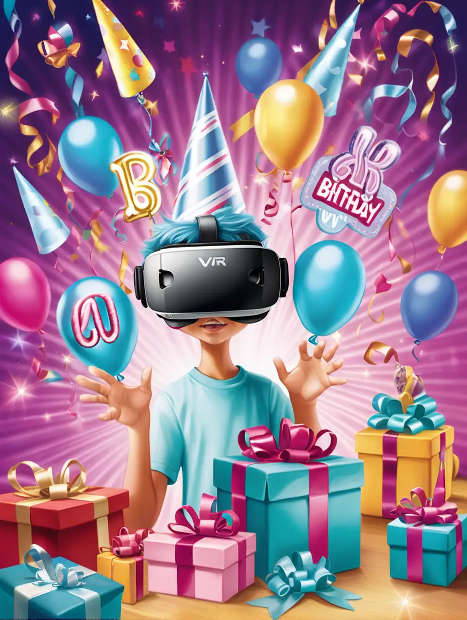 Magical Birthday Party Invitation Design for Virtual Reality Club Celebration