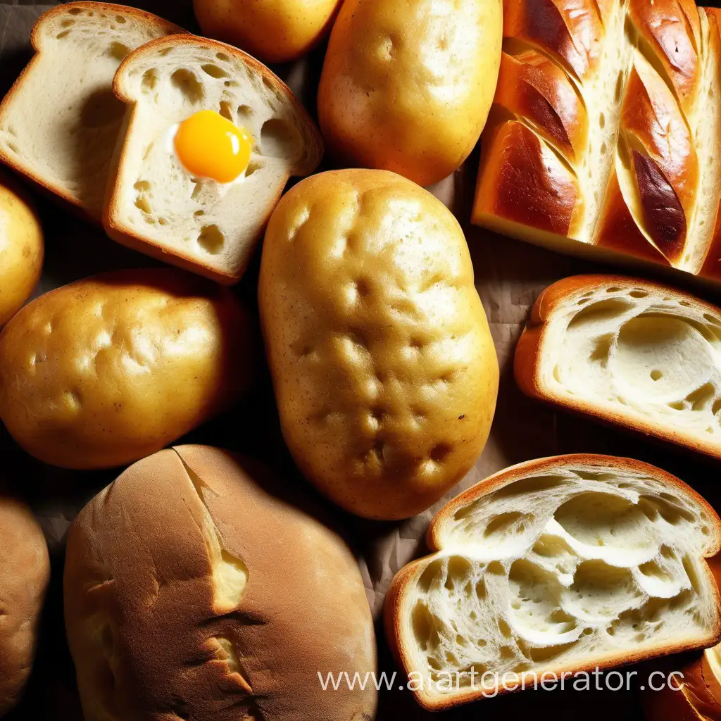 Freshly-Harvested-Potatoes-Displayed-Among-Artisanal-Bread