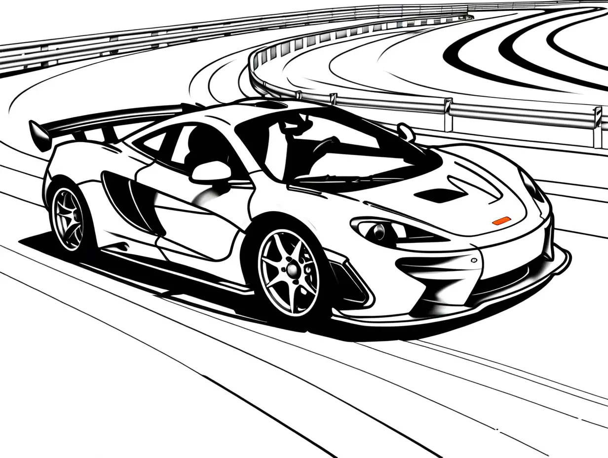 Speedy McLaren Racing Car on Track Coloring Page