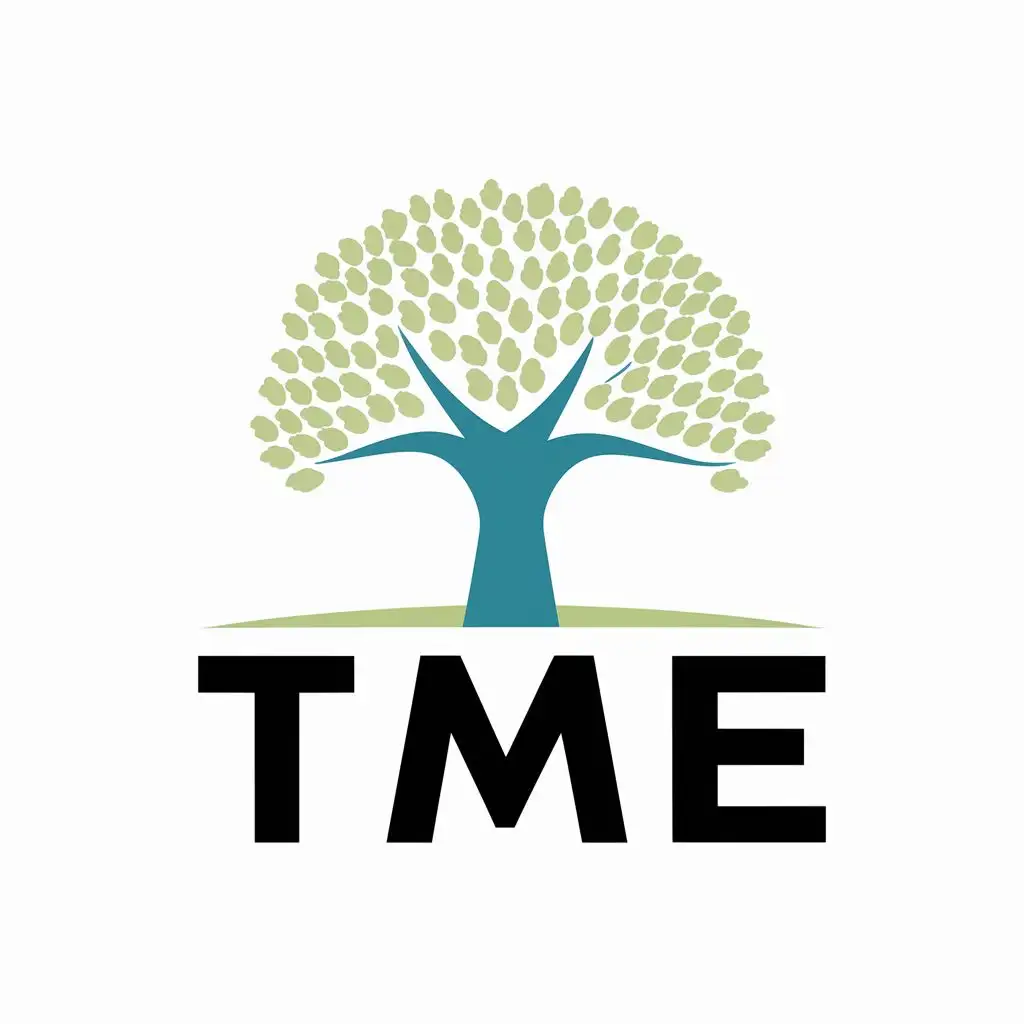 logo, a tree, with the text "TME", typography, be used in Education industry