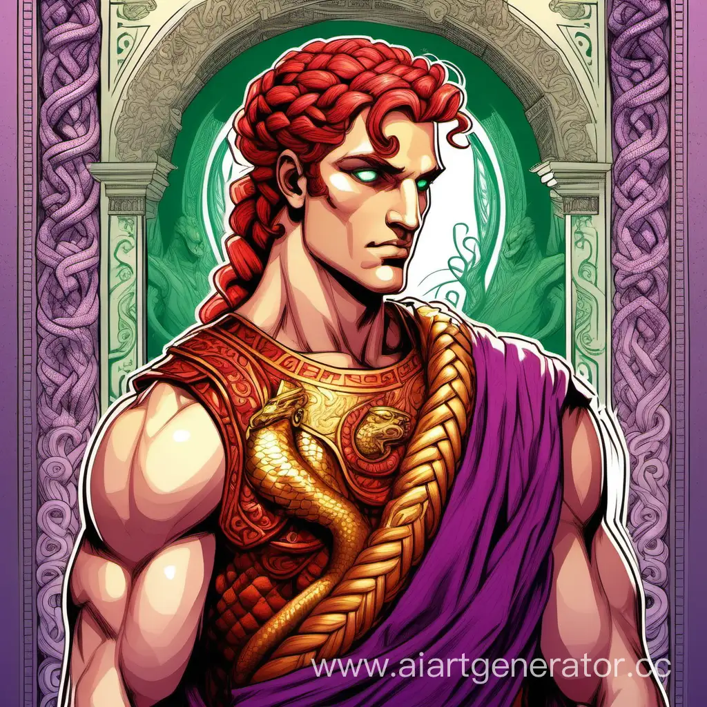 Sensual-Portrait-of-a-Roman-Emperor-in-Crimson-Braids-and-Golden-Dragon-Tunic