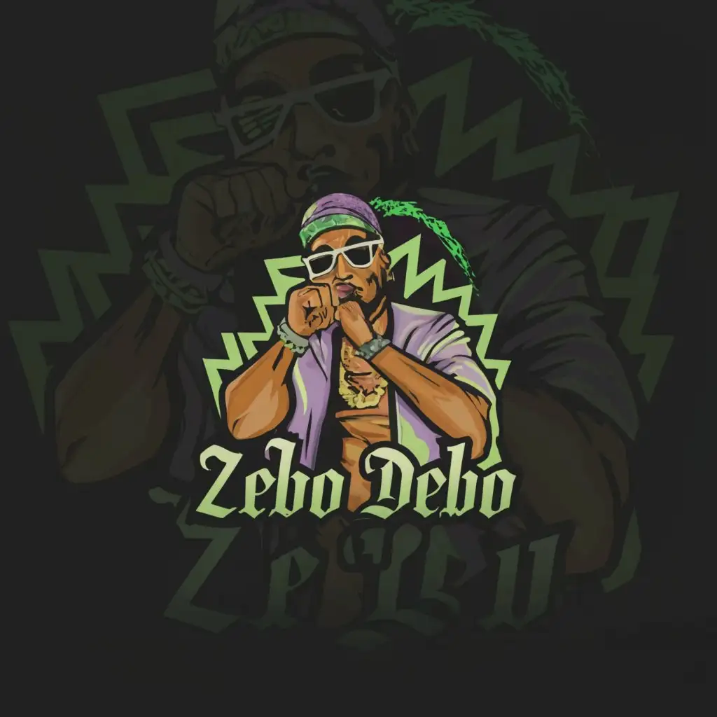 a logo design,with the text "ZEBO DEBO", main symbol:A rapper with microphone,complex,clear background
Don't change spellings