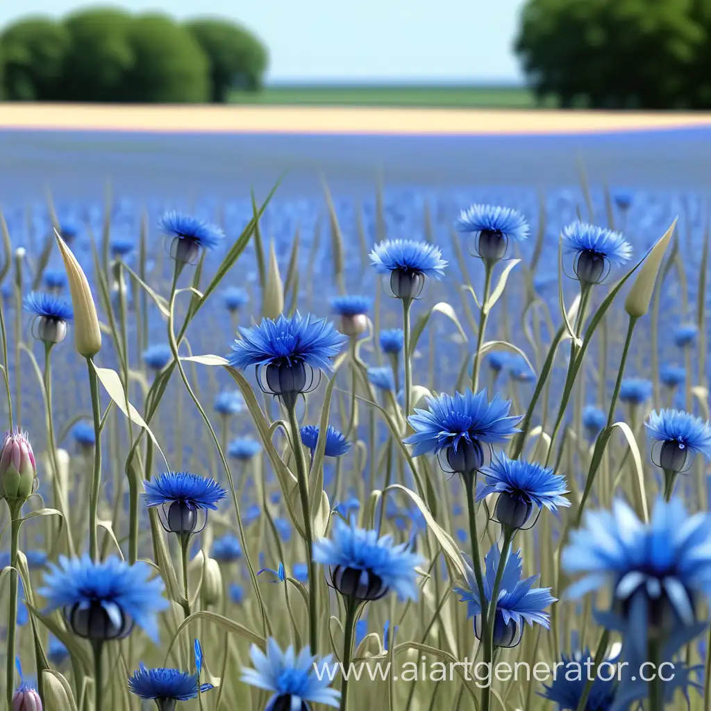 Vibrant-Field-of-Cornflowers-Blooming-in-the-Summer-Sun