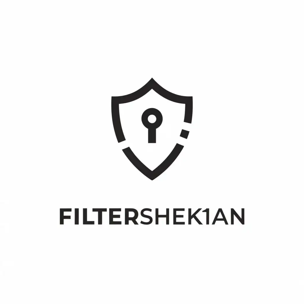 a logo design,with the text "filtershekan.ir", main symbol:a shield with a key inside it,Minimalistic,be used in Internet industry,clear background