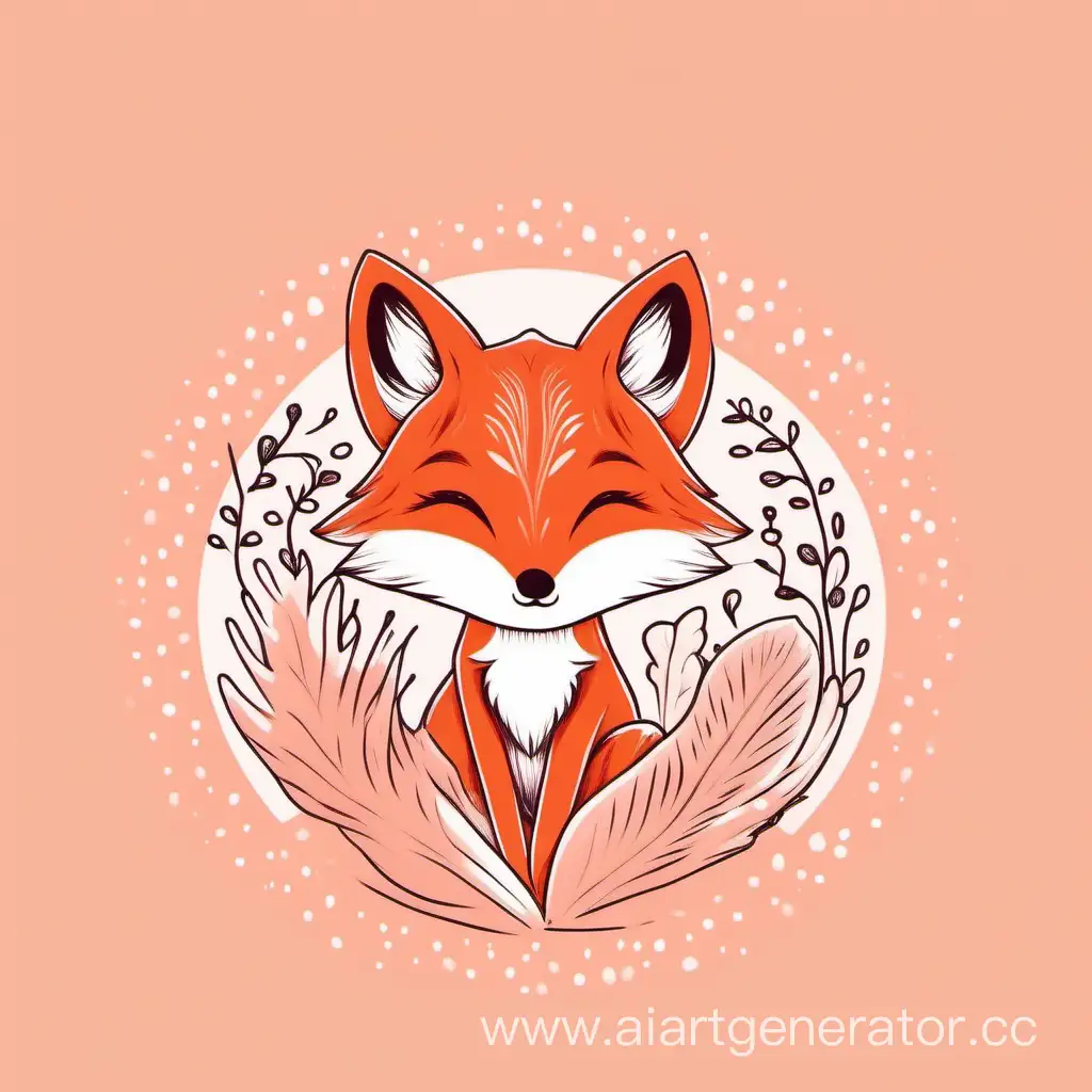 Adorable-Fox-Logo-on-Coral-Patterned-Background-with-Sneakers