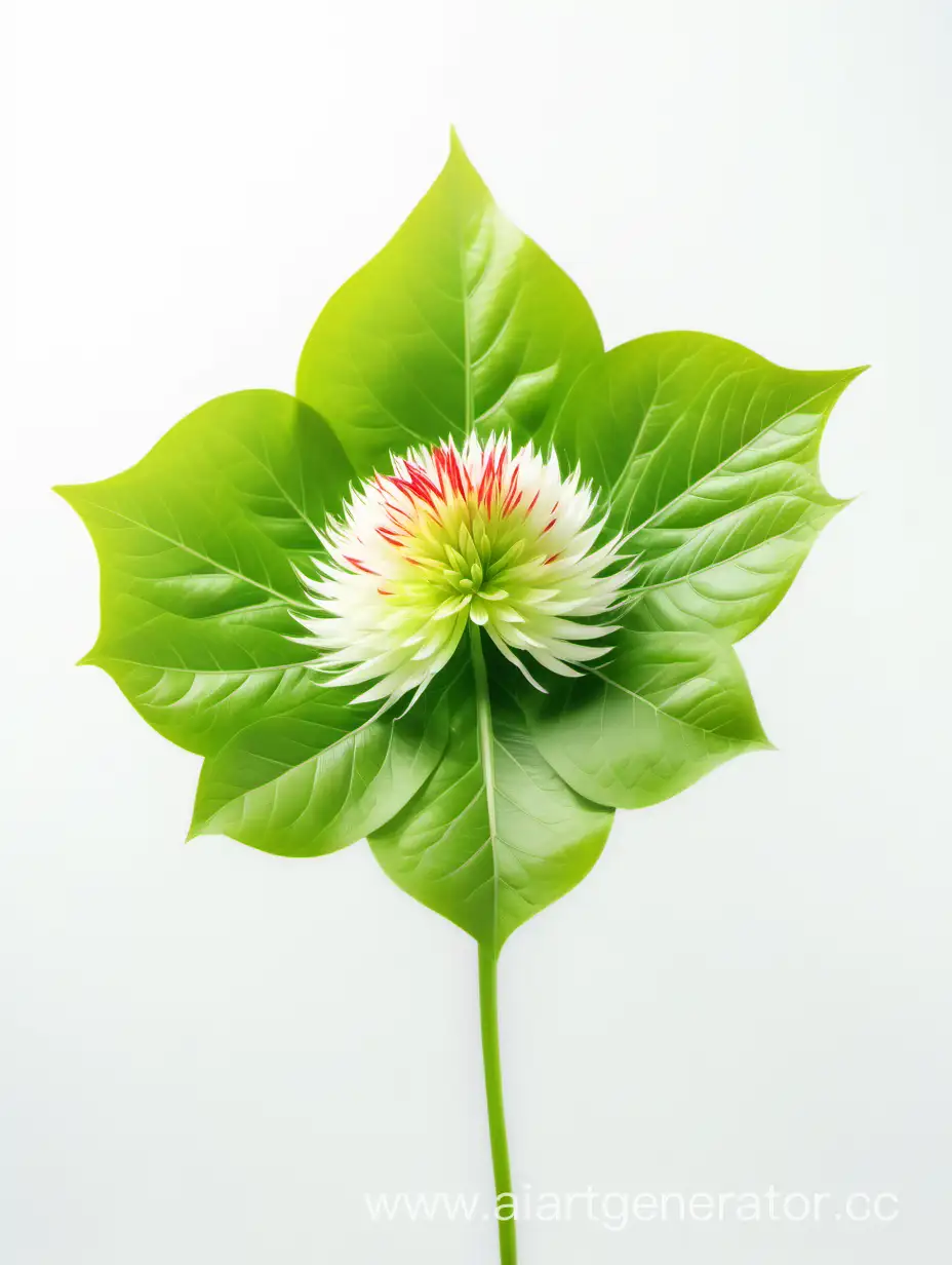 Vibrant-Annual-Hybrid-Wild-Big-Flower-in-8K-All-Focus-with-Fresh-Green-Leaves-on-White-Background