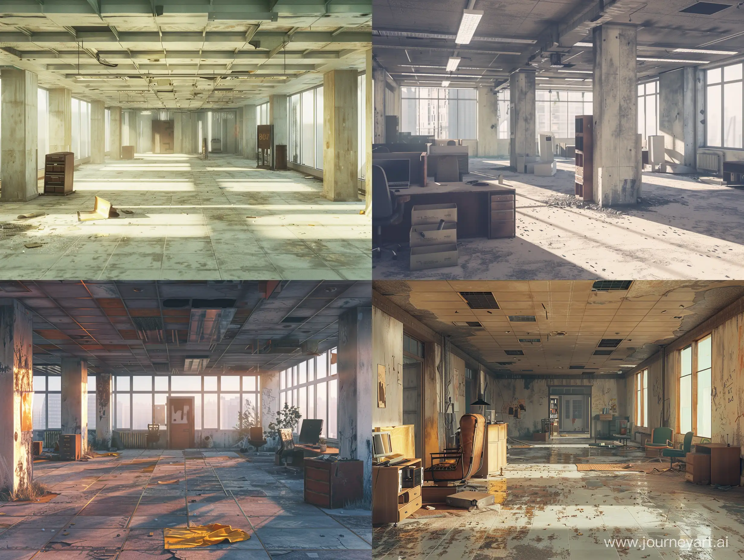 2d sprite map made of photorealistic textures rendered by Matt painting. floors, large scale. The genre of the post-apocalypse quest. objects of an abandoned office. brutalist architecture. a gloomy post-apocalyptic atmosphere. the twilight. contrast high-resolution textures with pale shades. 8k. photorealism, unreal engine
