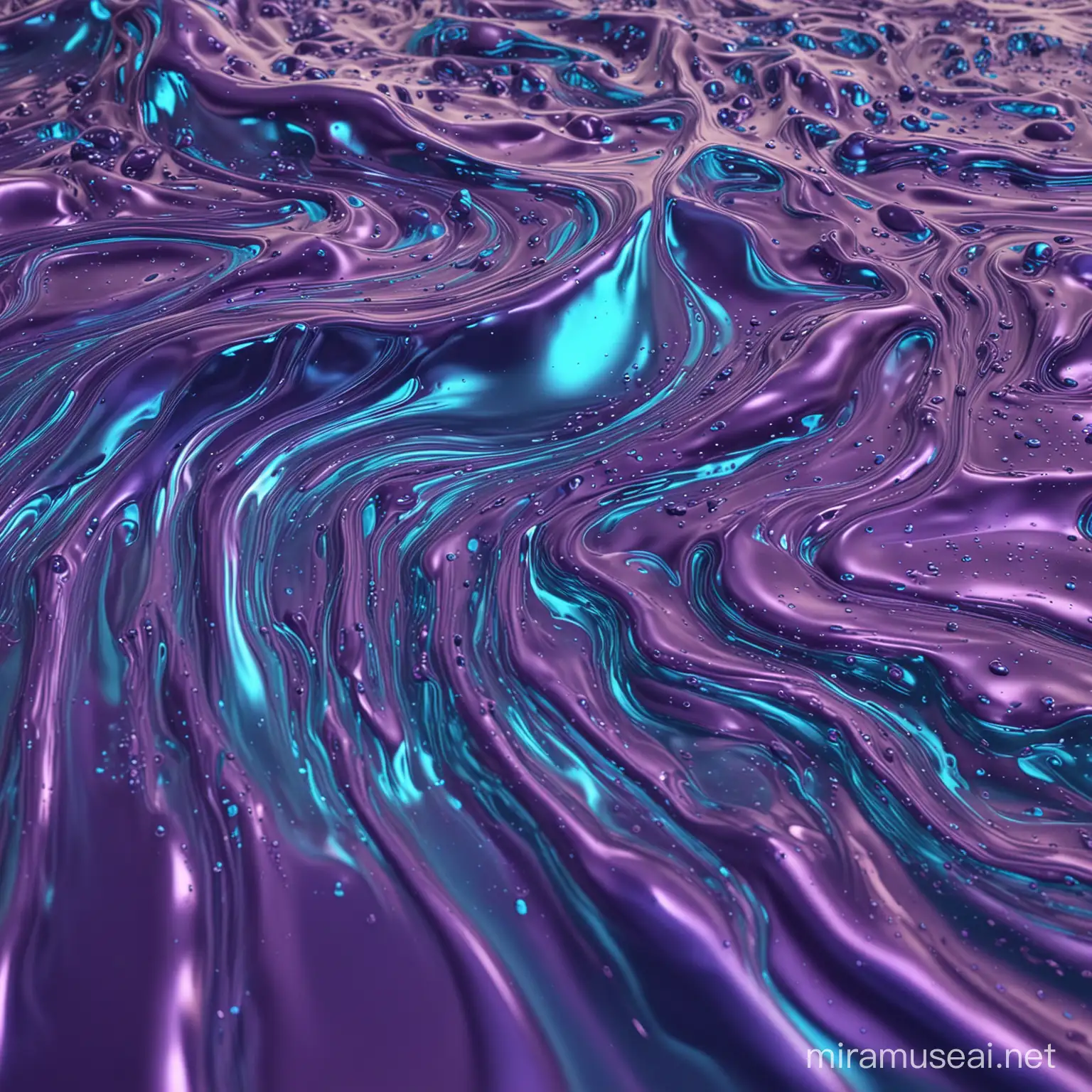 3D image of metalic fluid, blue, purple