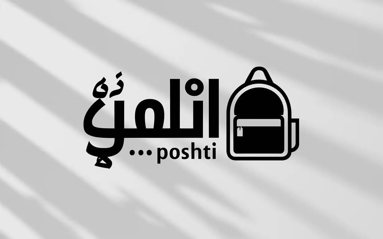 Stylish Backpack with Arabic Script Logo on White Background