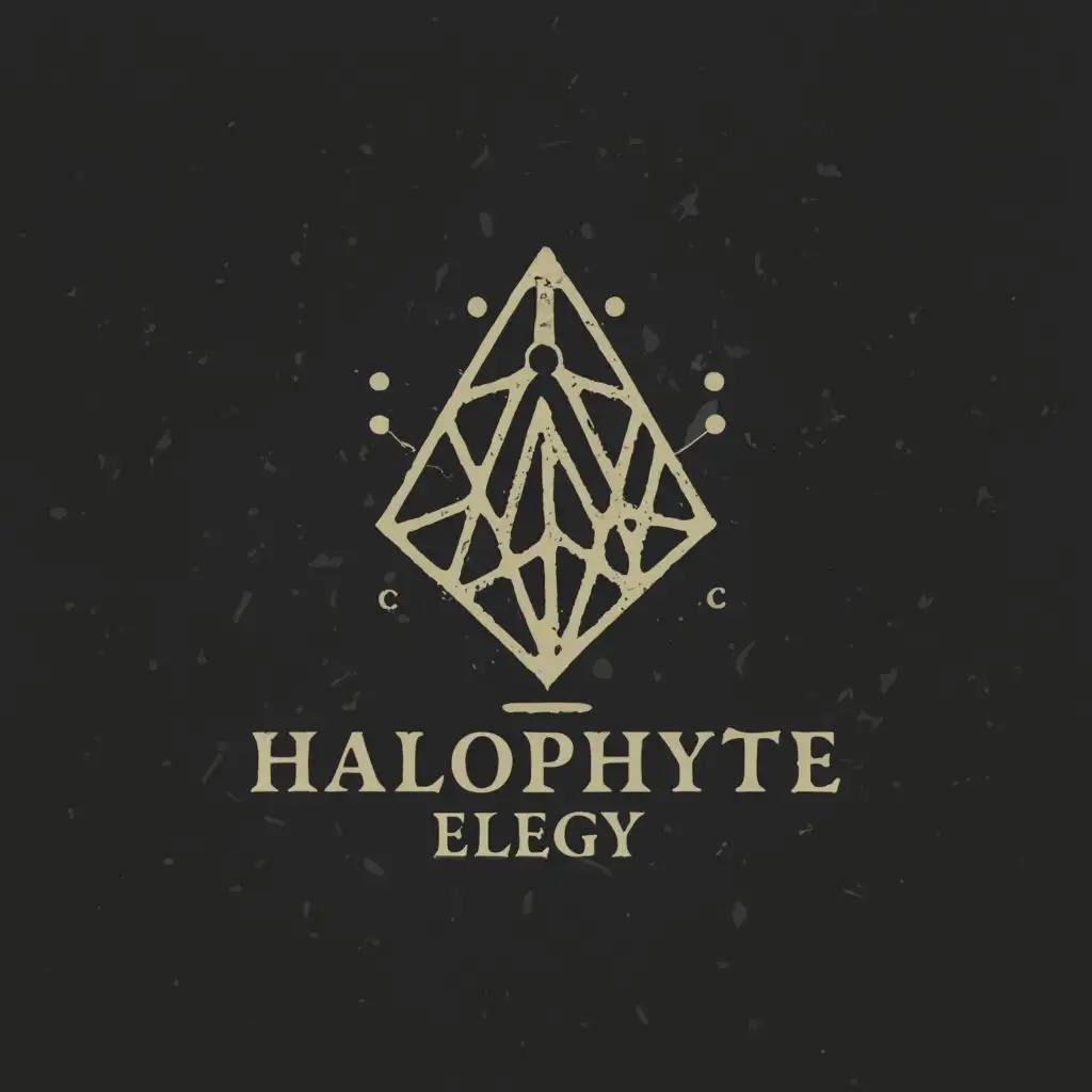 a logo design,with the text "halophyte elegy, llc", main symbol:A Legacy Etched In Salt Whispers in the Brine Elegance Beyond Perception Beyond Word, Beyond Meaning, Into Shattered Elegance charred elegance egance beyond the stone's embrace Beyond the Horizon of the Salt Coast,Moderate,clear background