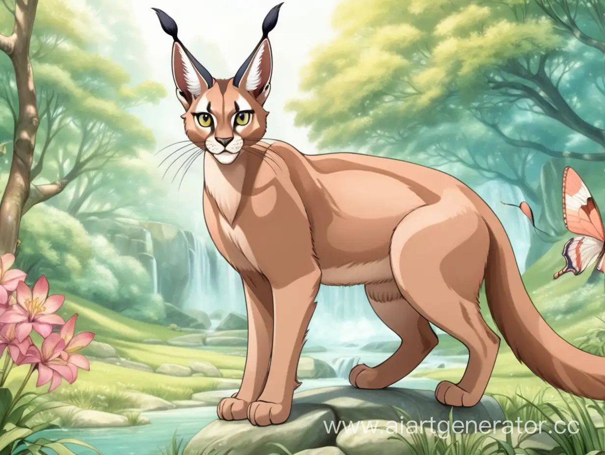 Cheerful-Caracal-in-Enchanting-Anime-Landscape