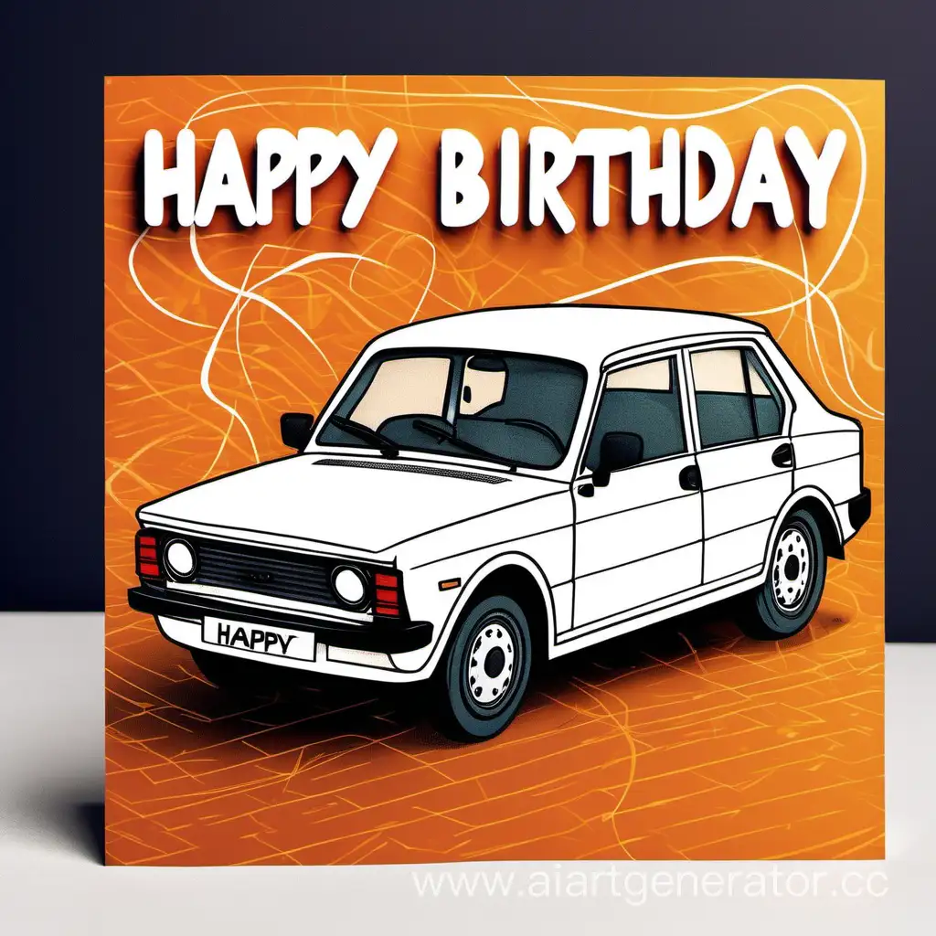 Modern-and-Fast-Lada-Car-Birthday-Card-with-Stylish-Mats