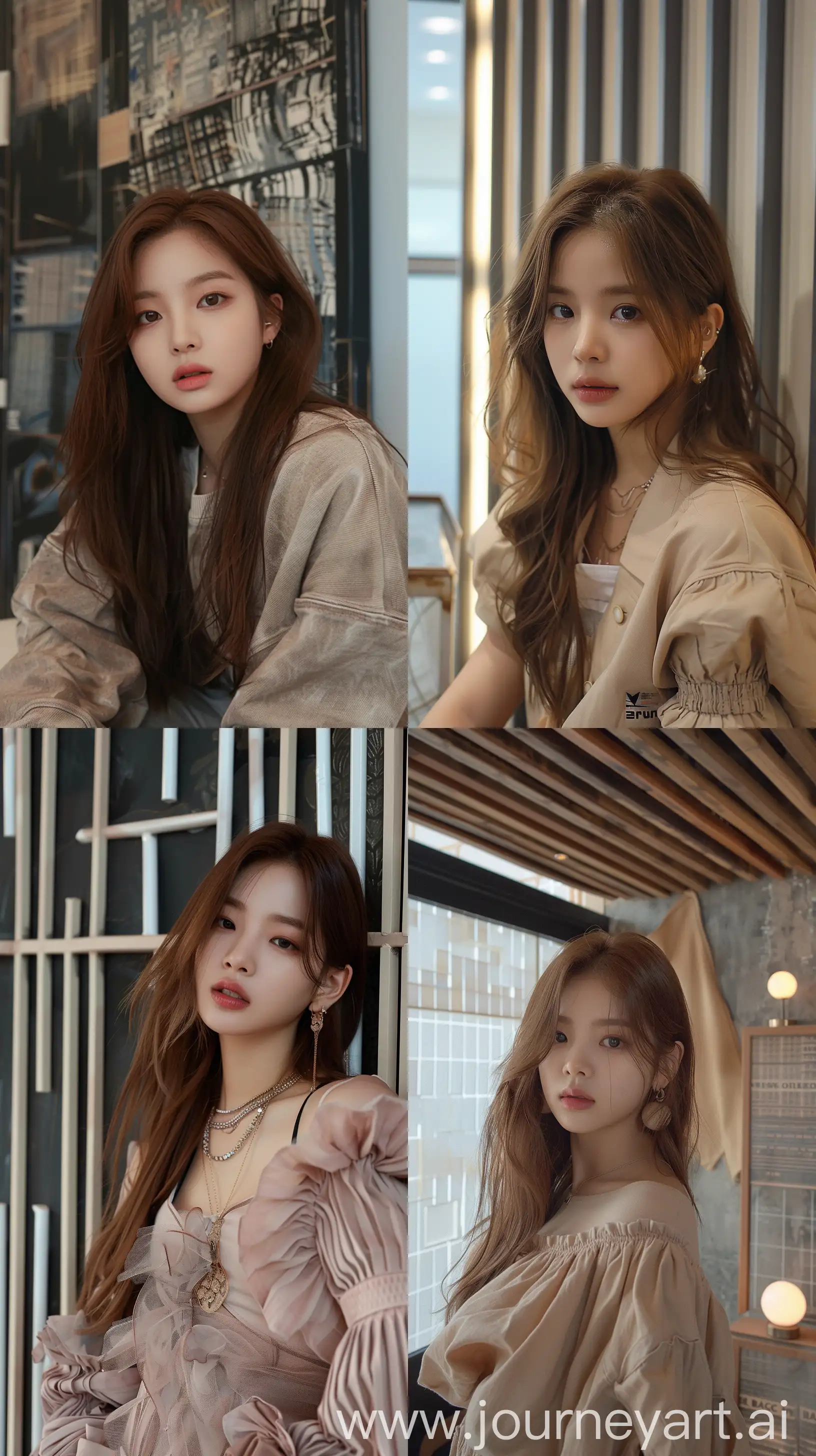 Casual-Photo-of-Blackpinks-Jennie-in-Cute-Clothes-Against-Modern-Wall-Background