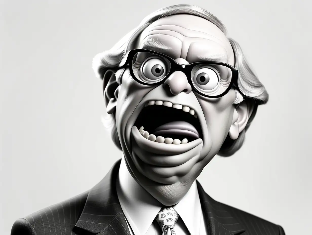 High resolution print photography.  Senator Mitch McConnell resembling a turtle depicted in a style that mixes Gerald Scarfe and Hanna-Barbera cartoons.  Image is in black and white against a clean white background.
