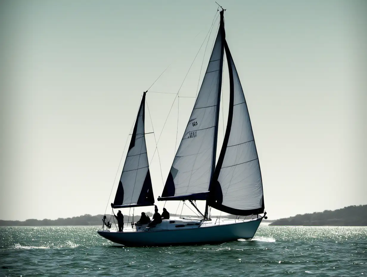 Majestic Sailboat Sailing on Tranquil Waters at Sunset