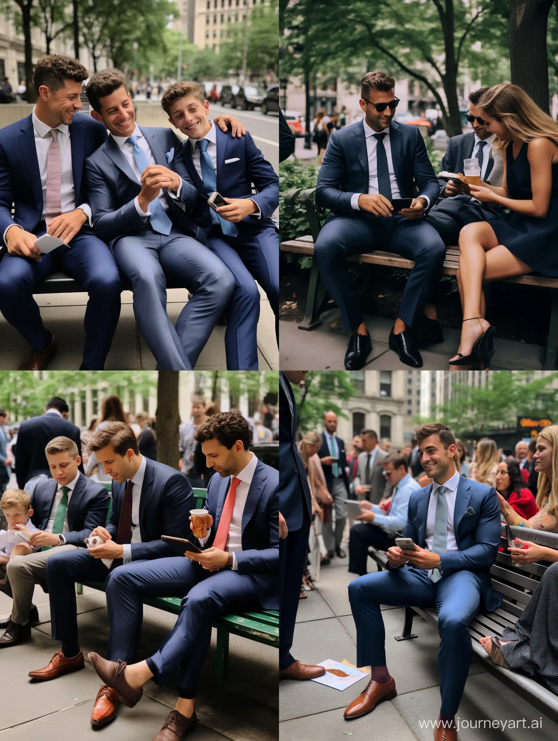 New-York-Wedding-Family-Portrait-Candid-Moment-on-a-Bench
