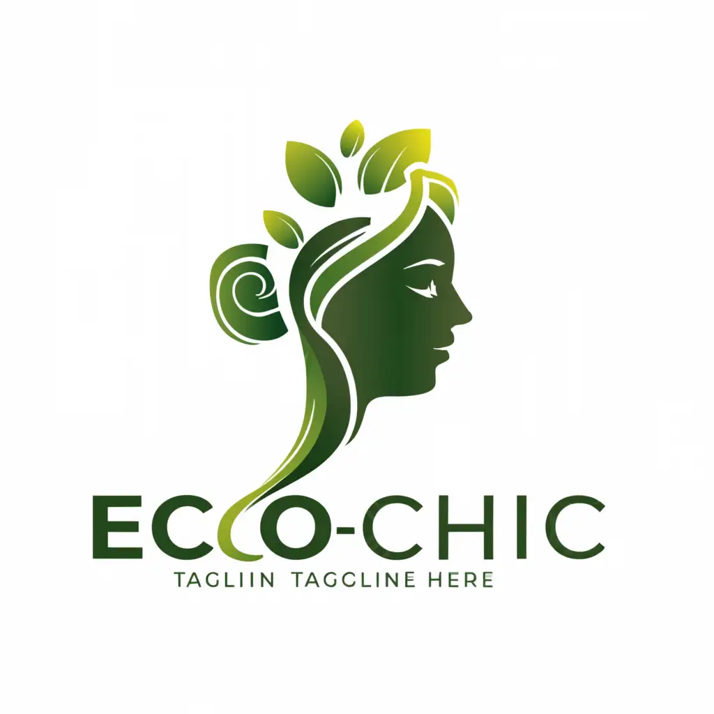 a logo design,with the text "Eco-chic", main symbol:woman and house,complex,clear background