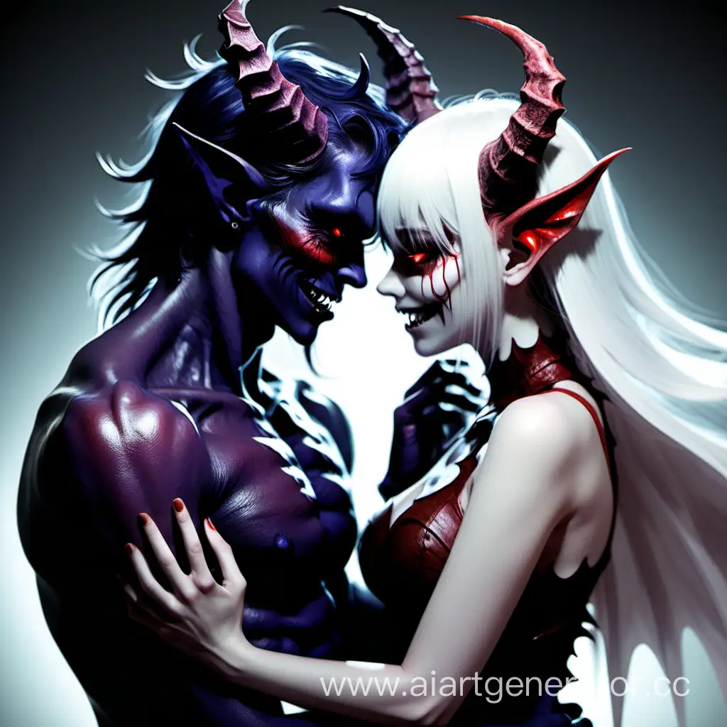 Демон девушка и демон парень, которые любят друг друга