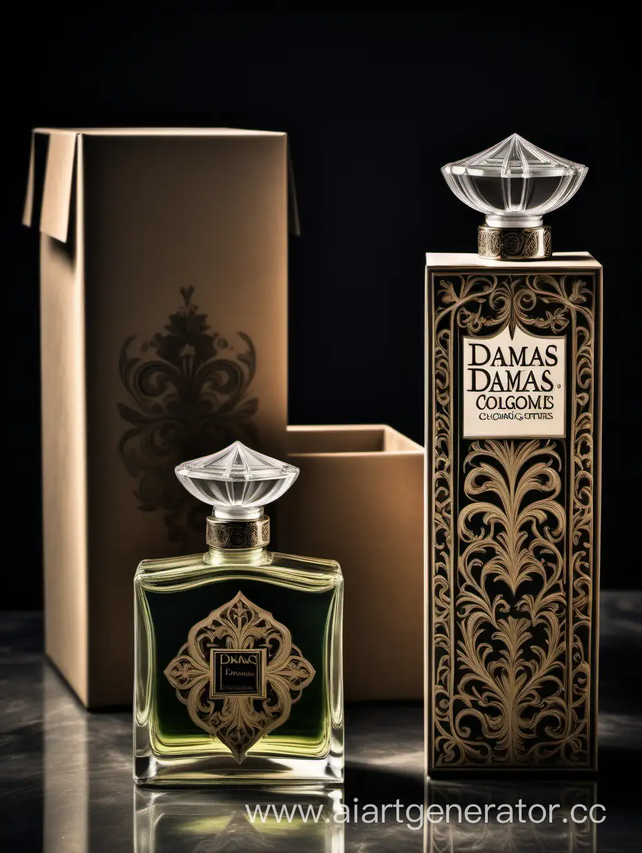 a bottle of damas cologne sitting next to a box, a flemish Baroque by Demetrios Farmakopoulos, instagram contest winner, dau-al-set, dynamic composition, contest winner, feminine