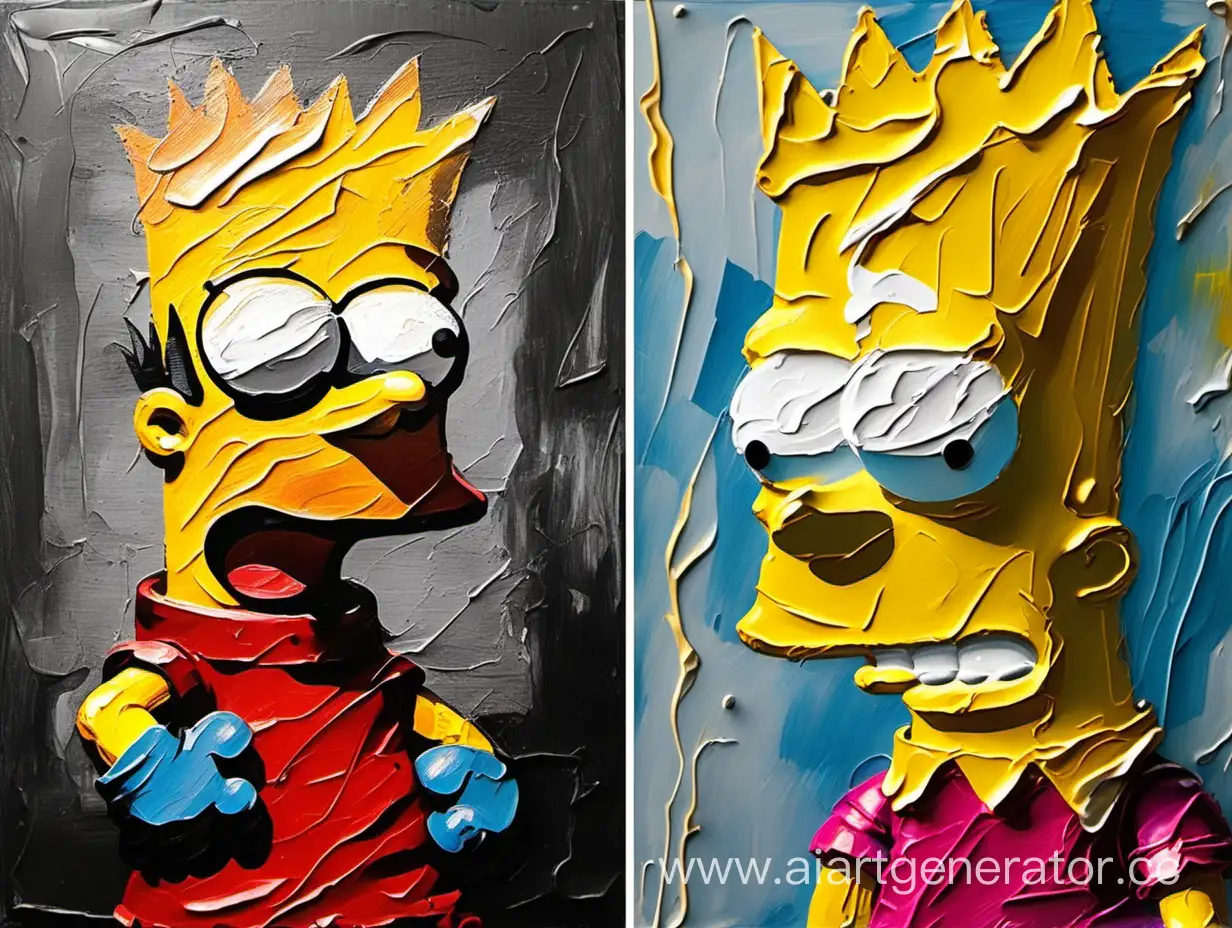 Bart-Simpson-Oil-Painting-with-Palette-Knife-Technique
