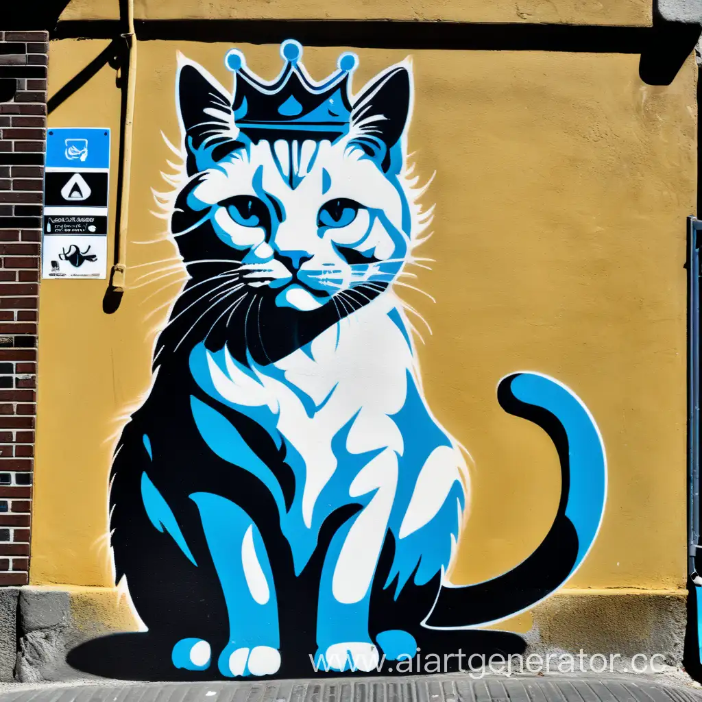 street art stencil 3 colors cat king