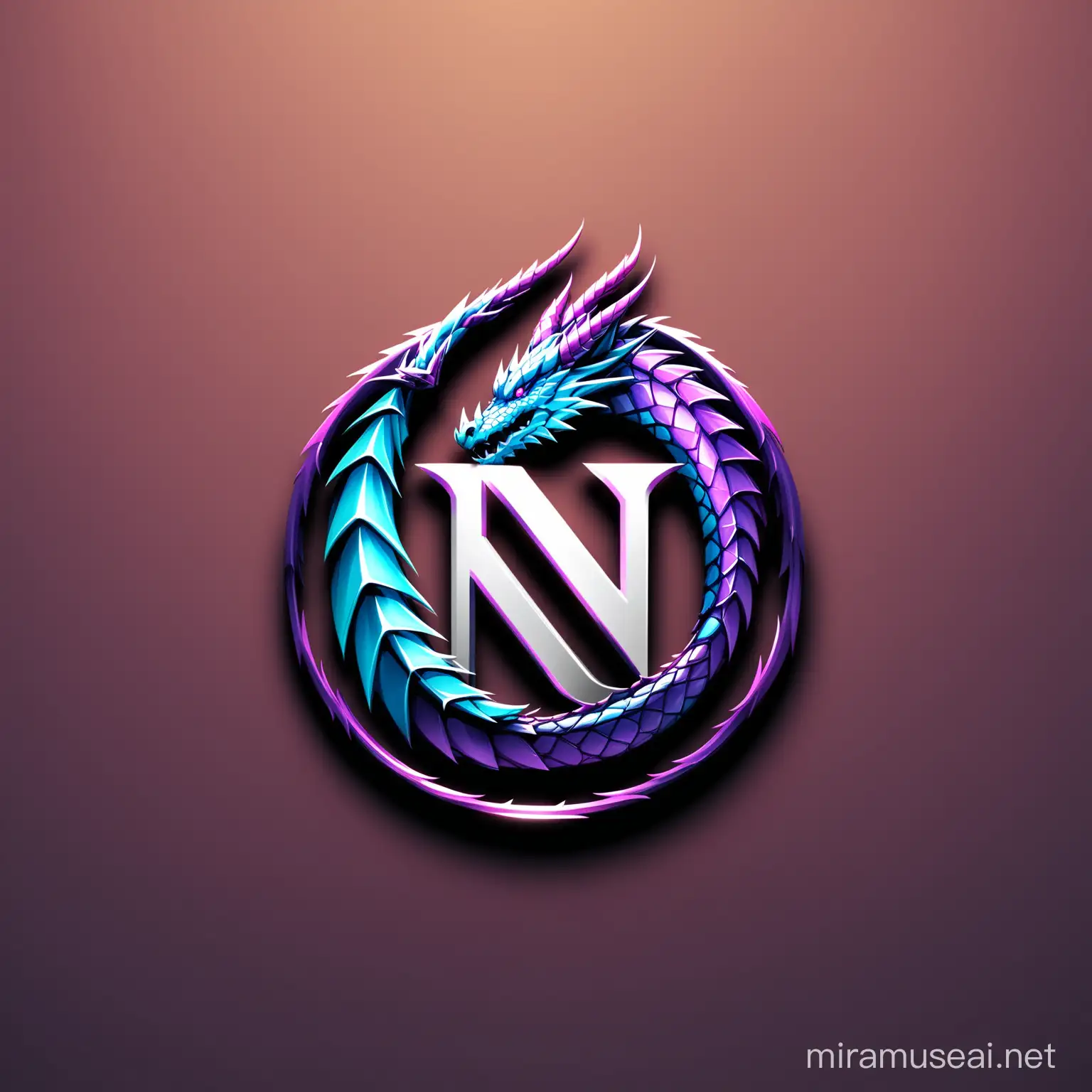 Logo "N" icon design dragon 3D