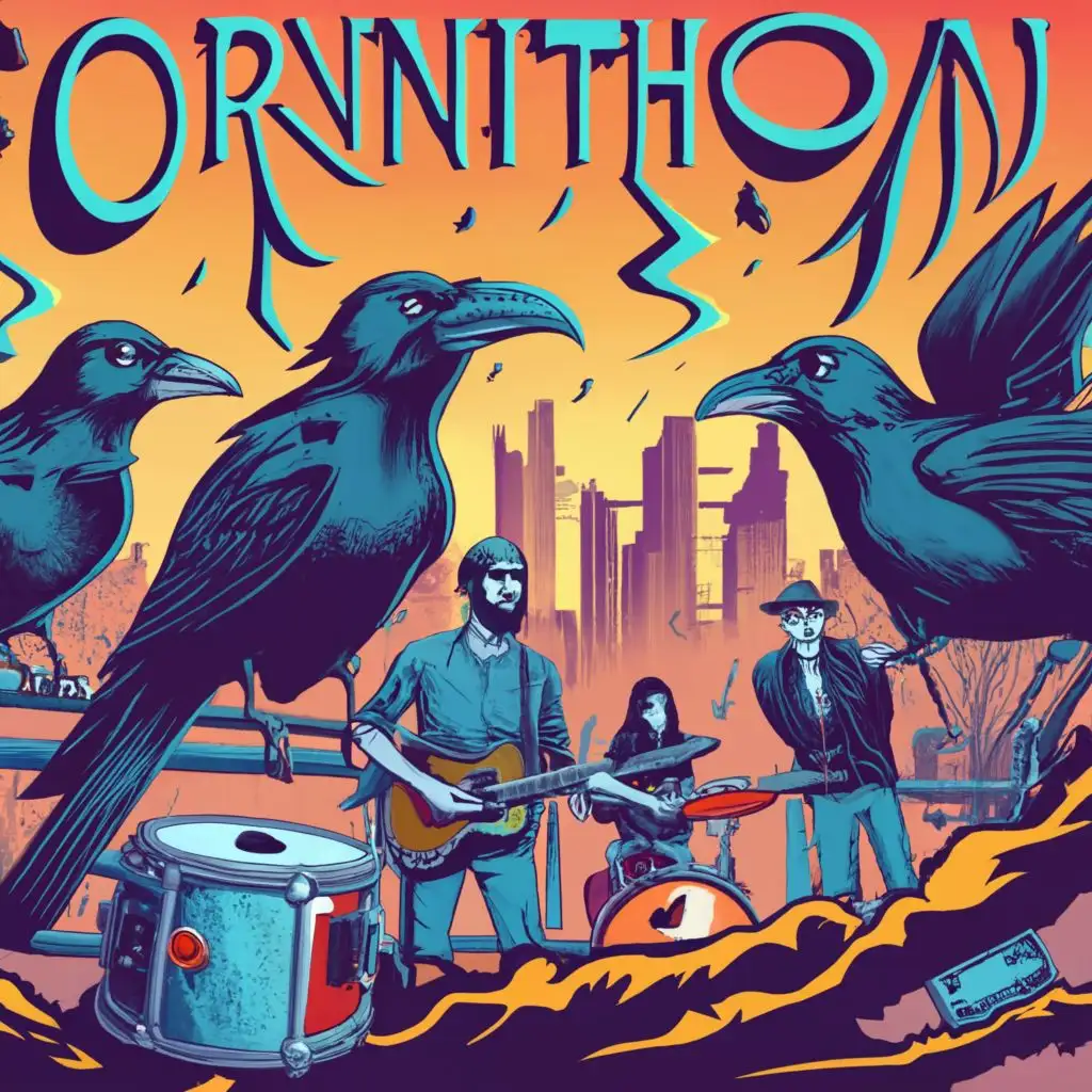LOGO Design For Ornithon Raven Rock Band Amid Dystopian Landscape | AI ...