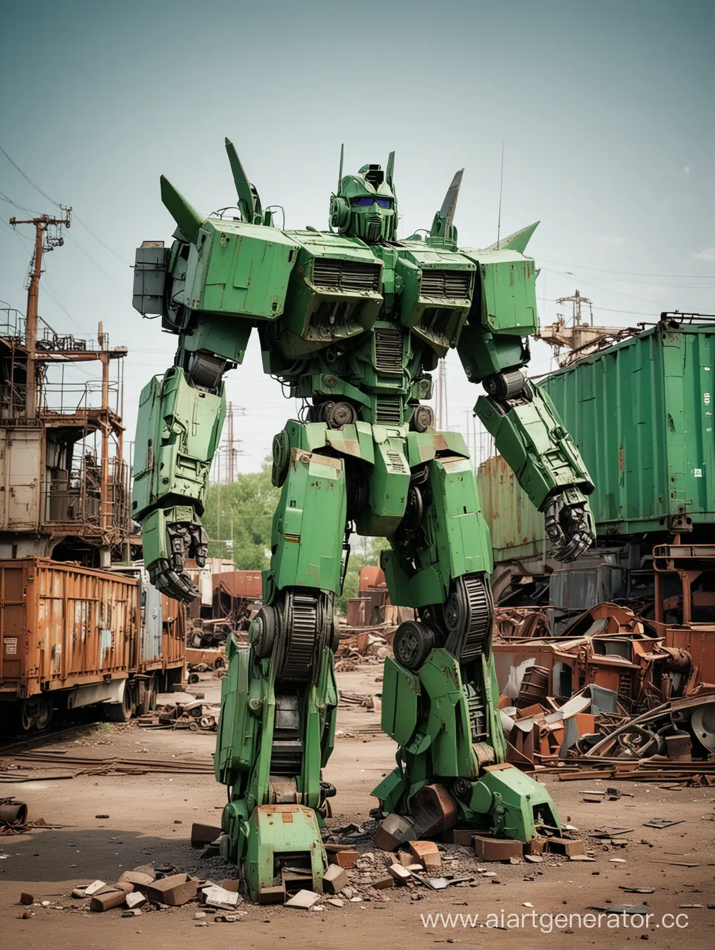 Green-Transformer-Amidst-Scrap-Metal