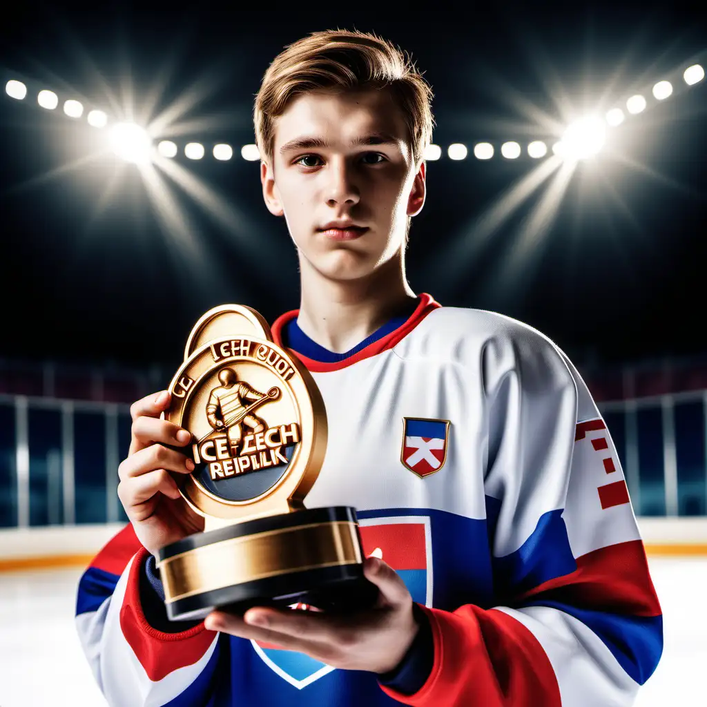 Cinematic Gold Capturing the Glory of a 20YearOld Czech Ice Hockey Champion