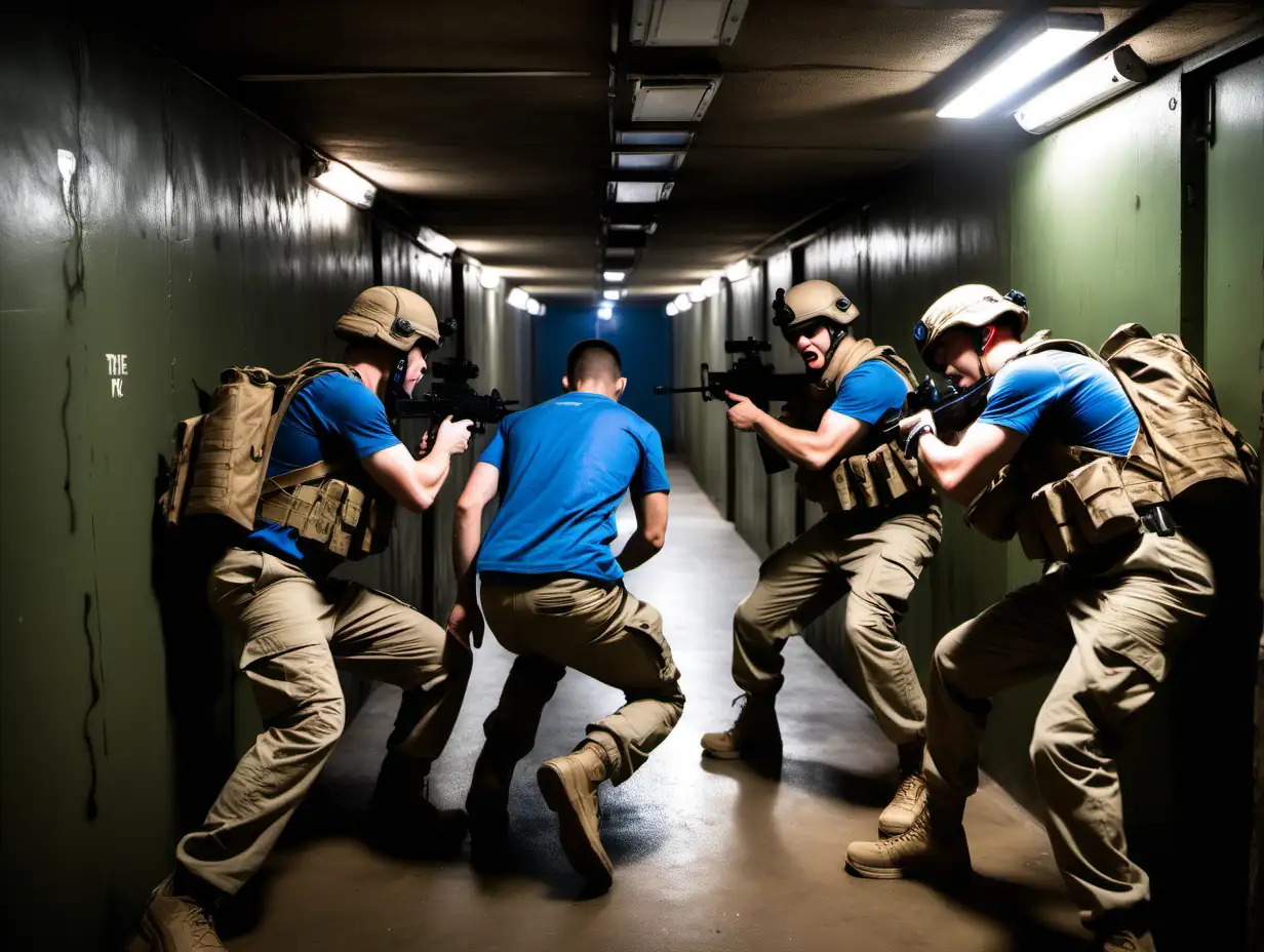 Intense Battle Scene Soldiers Confronting VirusInfected Threat in Underground Bunker