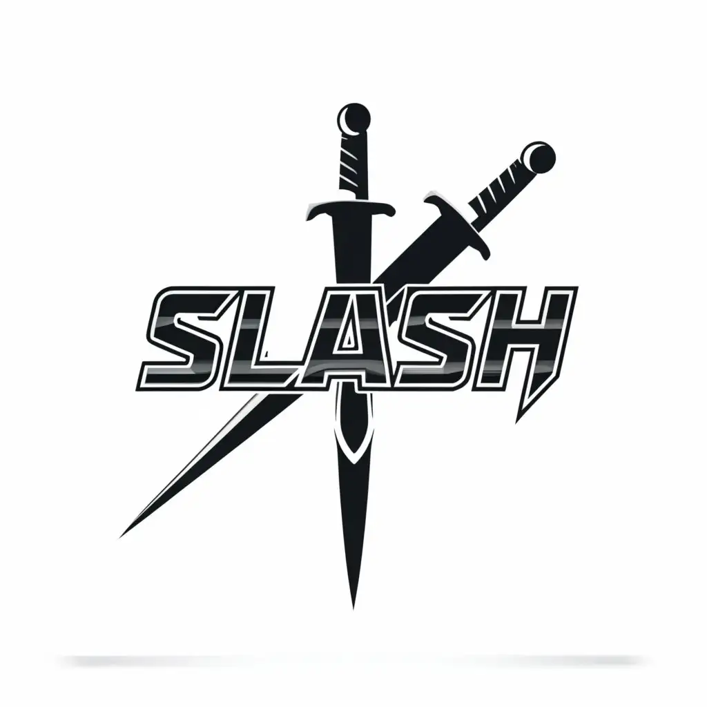 a logo design,with the text "Slash", main symbol:Sword,Moderate,be used in Entertainment industry,clear background