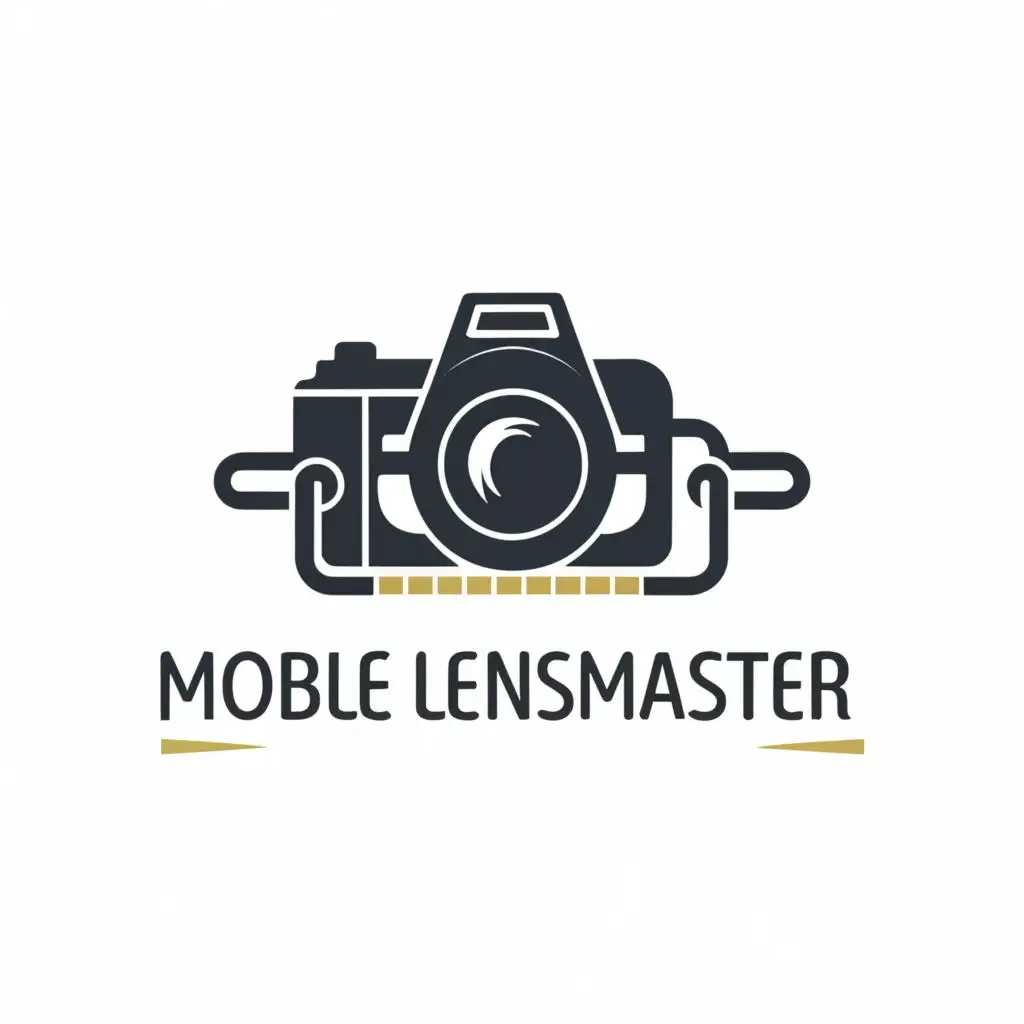 logo, Camera, Chain, with the text "Mobile LenseMaster", typography, be used in Entertainment industry