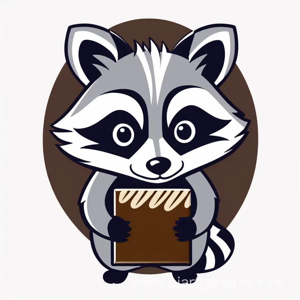 Сгенерируй логотип с векторным енотом и шоколадкой