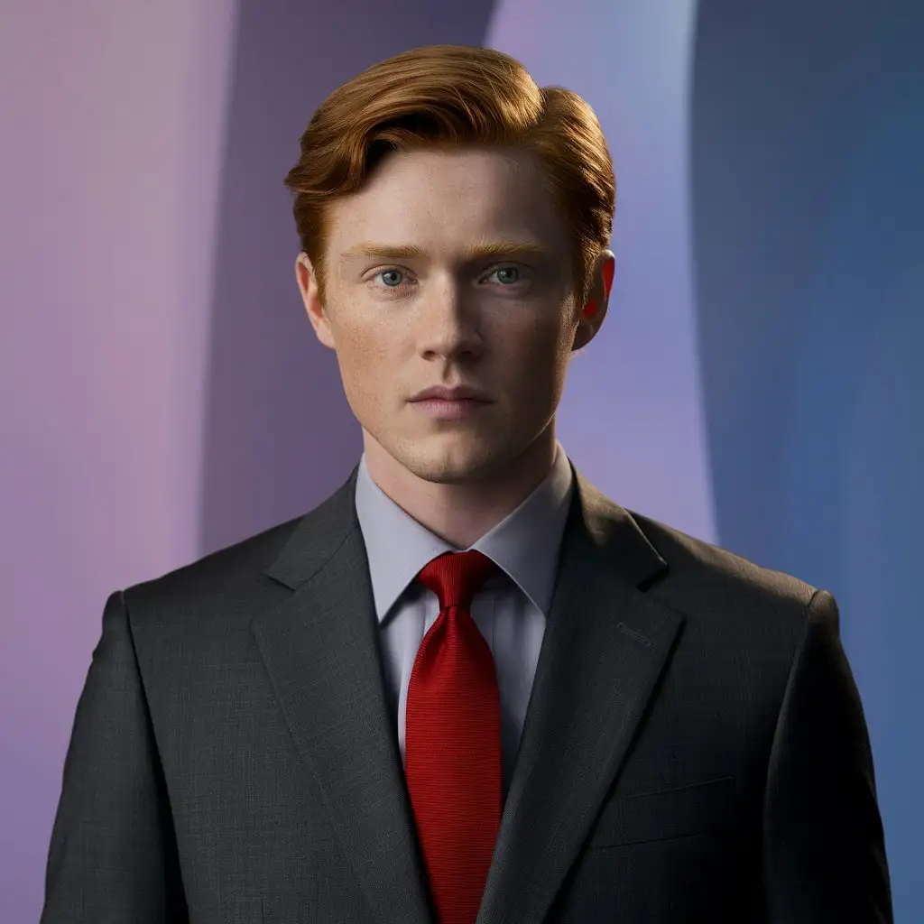 Serious-RedHaired-Man-Portrait-in-Gray-Suit-and-Red-Tie