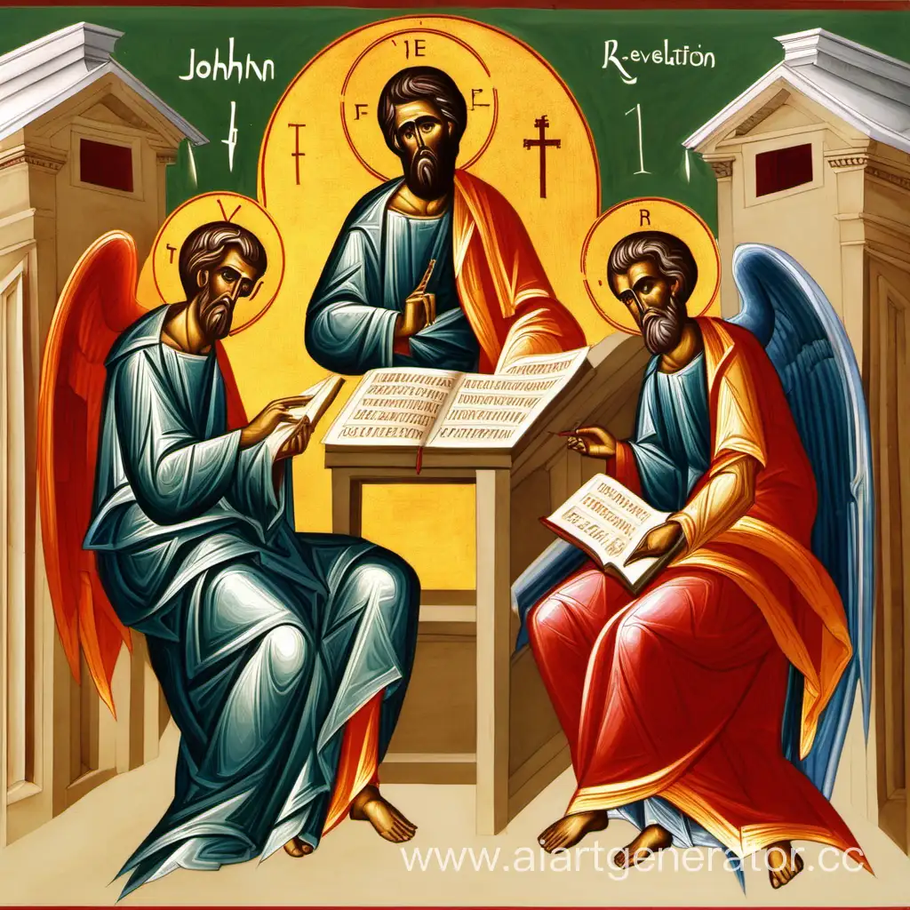 Святой апостол Иоанн пишет откровение 