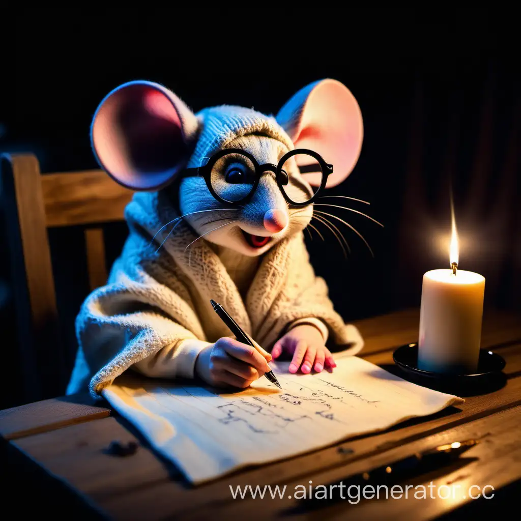 Clever-Mouse-Writing-Roman-with-Pen-and-Ink-in-Cozy-Evening-Setting