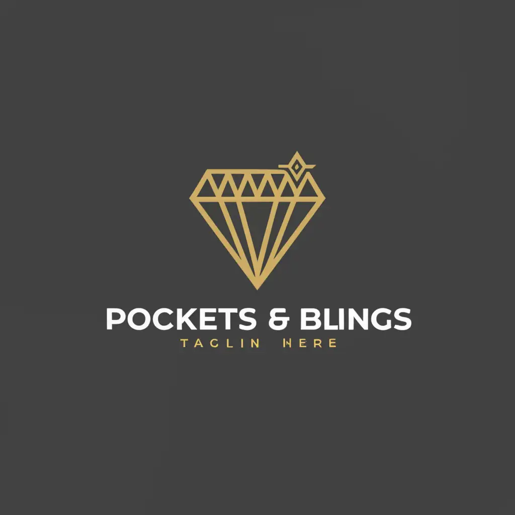 a logo design,with the text "Pockets & Blings", main symbol:diamond,Moderate,be used in Retail industry,clear background