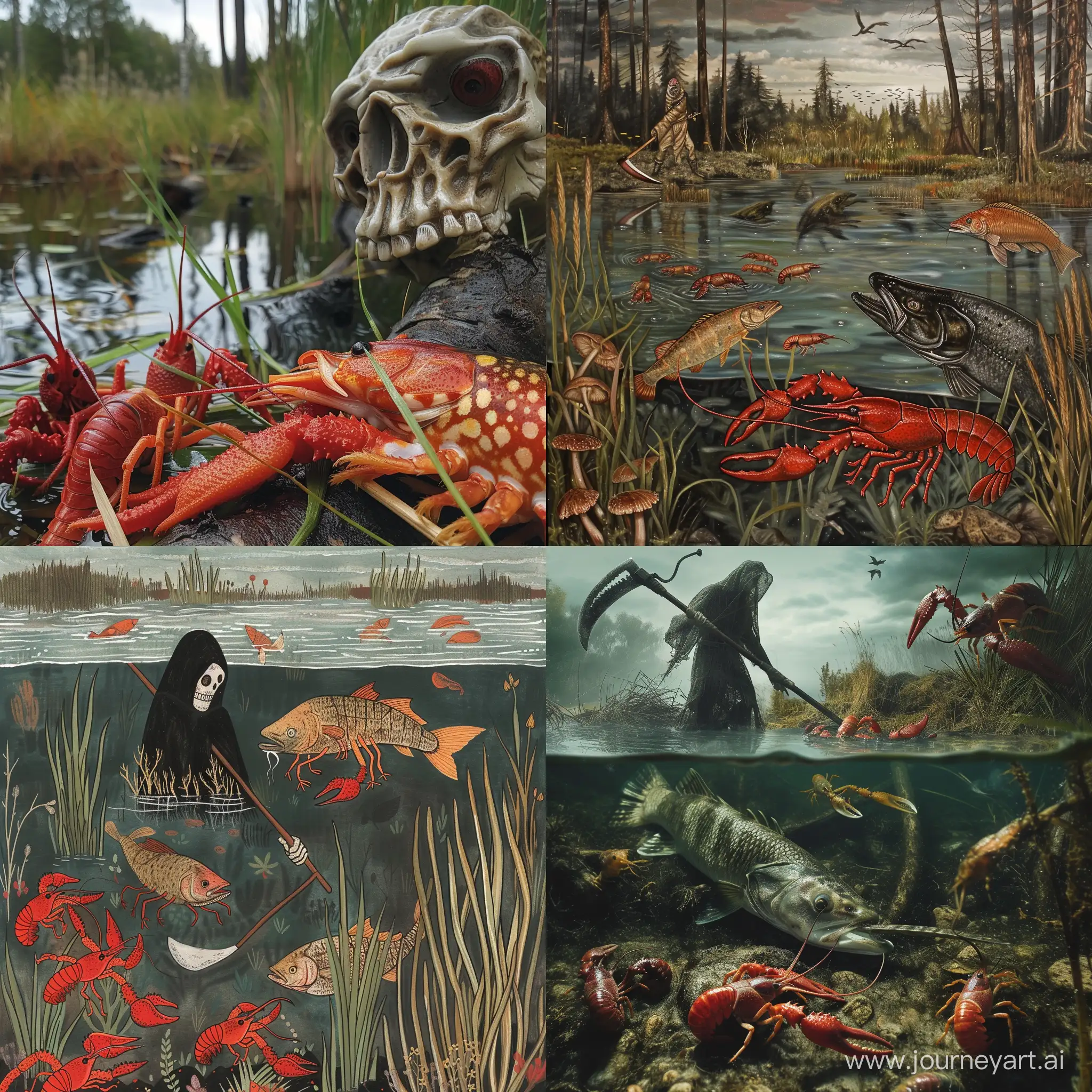 Serene-Lake-Life-Crayfish-Pike-and-the-Ominous-Presence-of-Death