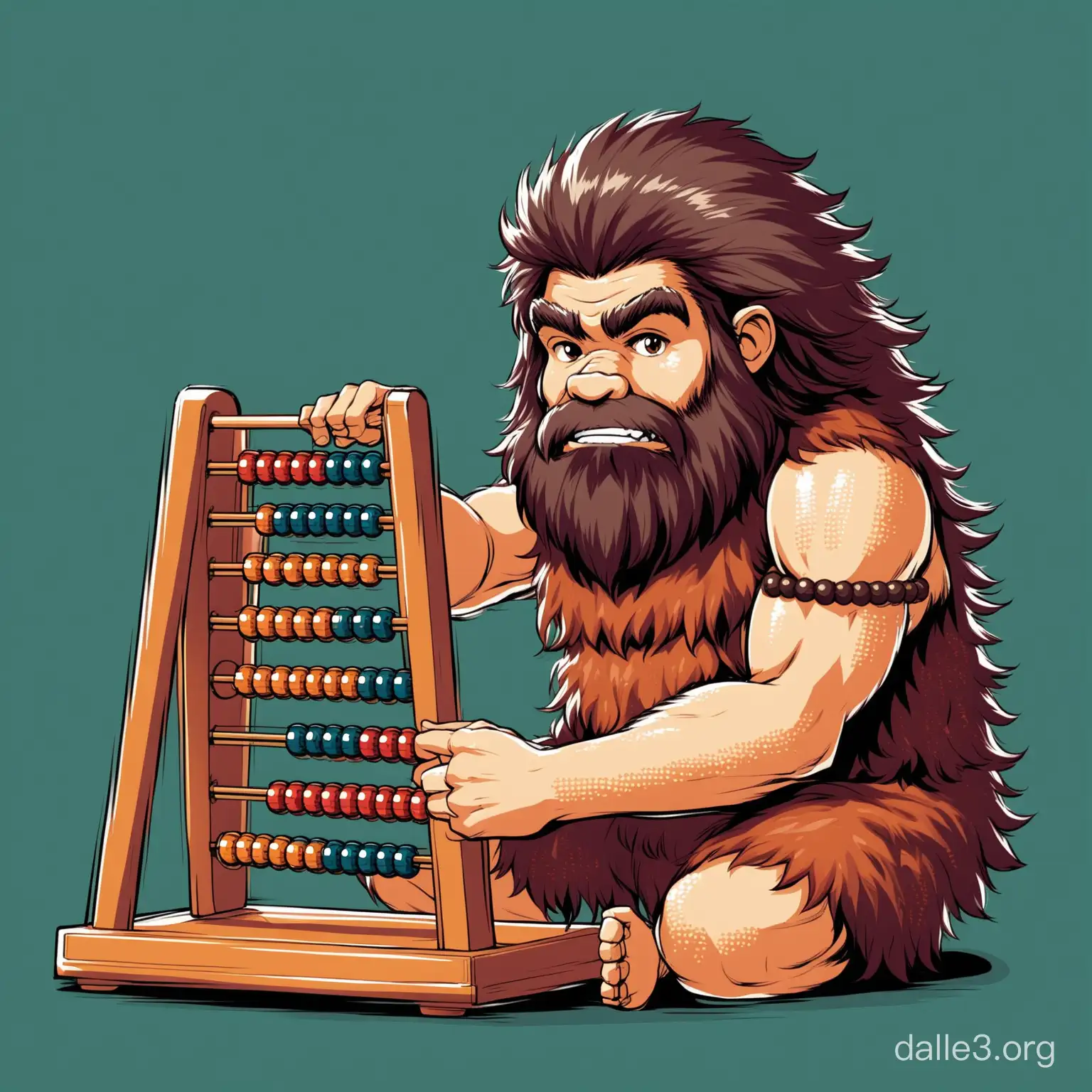 Primitive Technology Caveman Hacker Using Abacus | Dalle3 AI