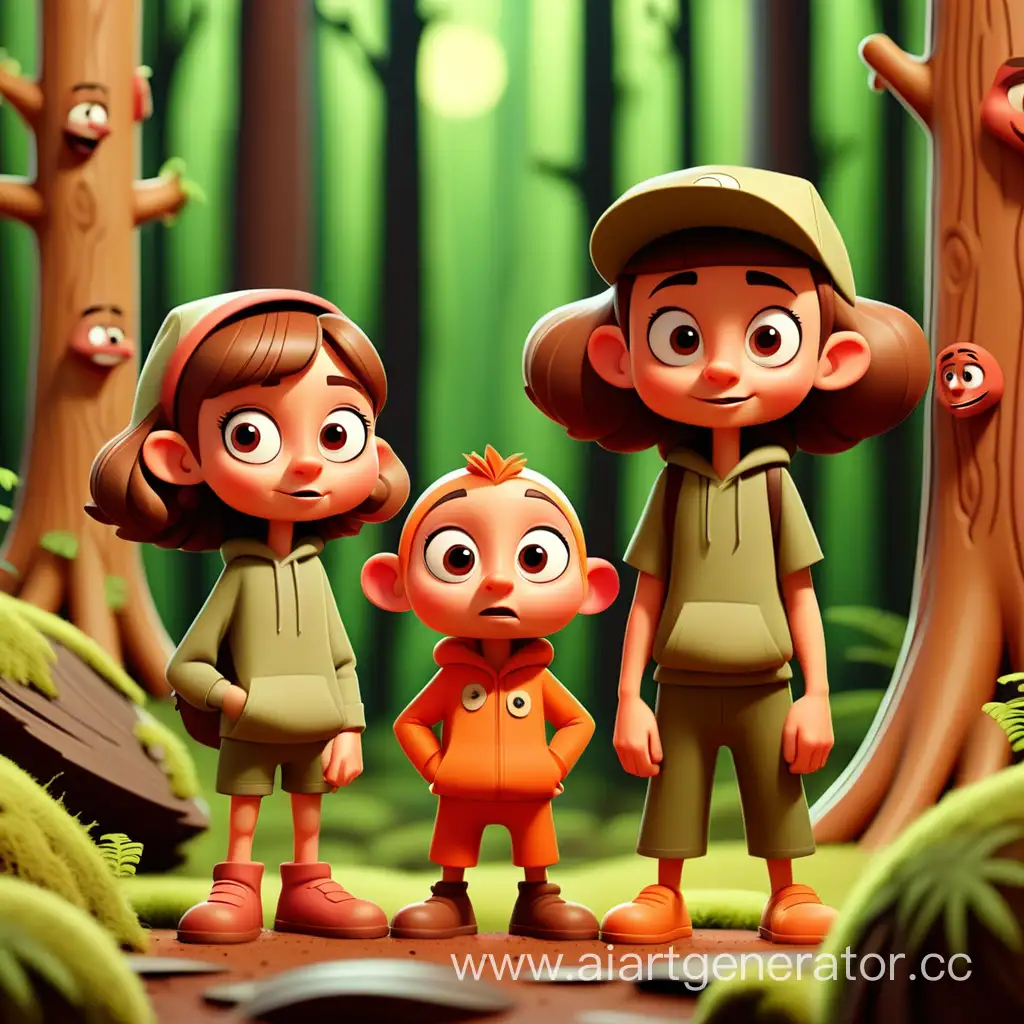 Whimsical-Cartoon-Characters-Frolicking-in-Enchanting-Forest