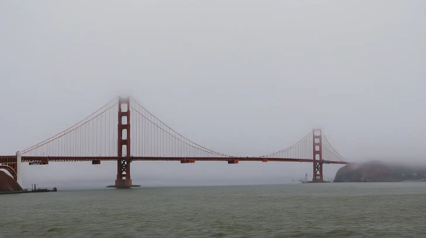 Foggy San Francisco Skyline with Golden Gate Bridge