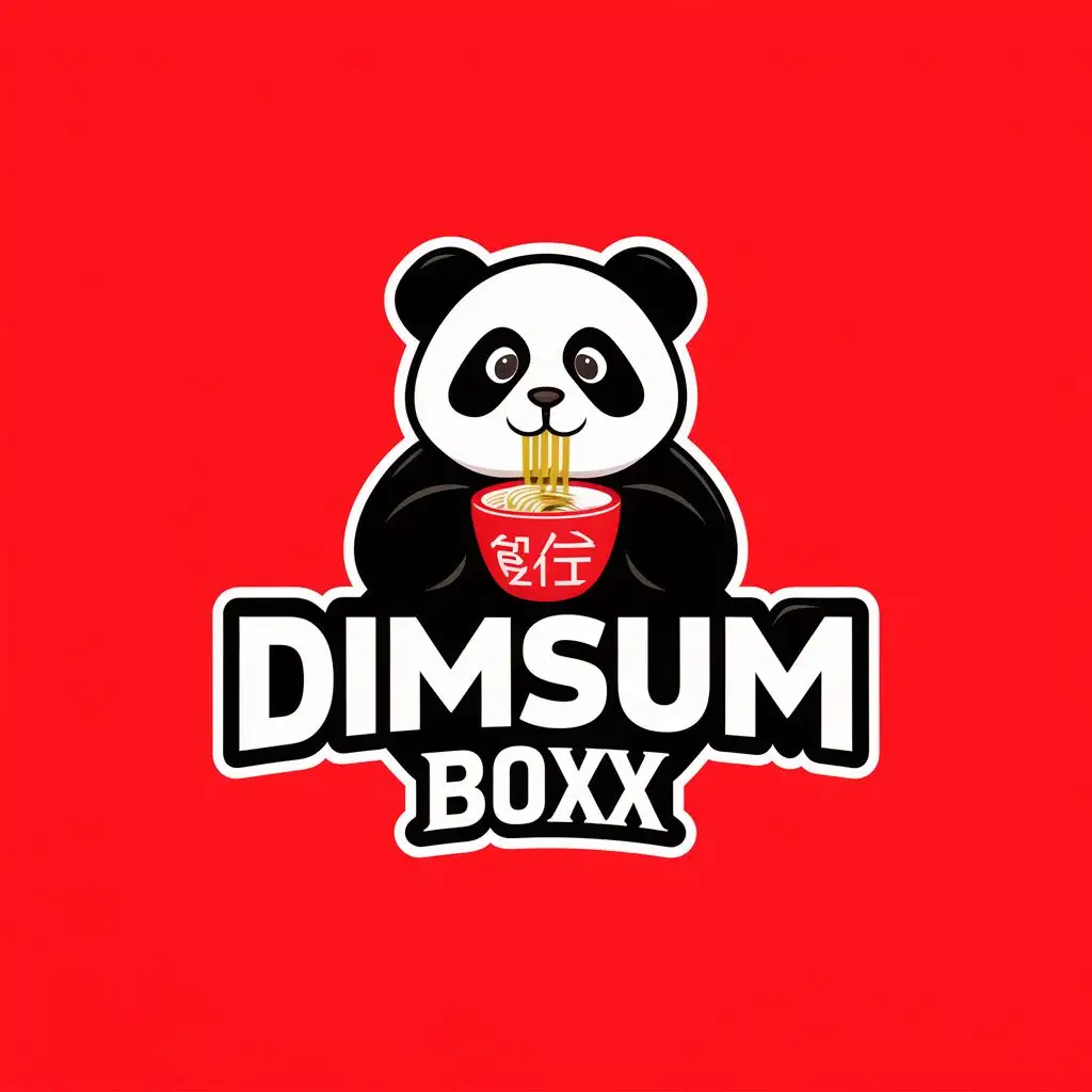 logo, Chinese funky logo focusing on panda having noodles, with the text "dimsum boxx", typography, be used in Restaurant industry