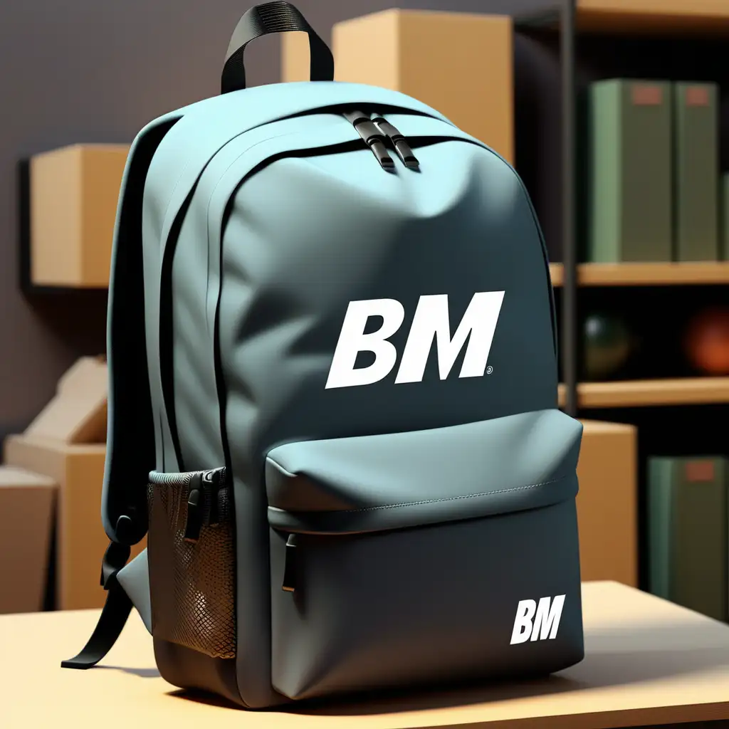 bm  logo  简洁 简单， 只有字母, fit for backpack