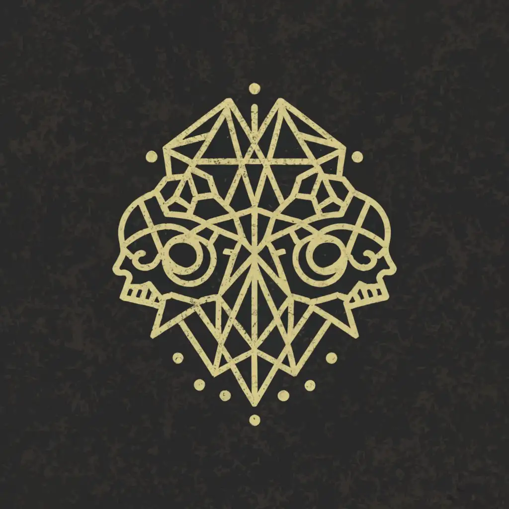 a logo design,with the text "Dressed In Decay", main symbol:conjoined skulls & sacred geometry,Moderate,clear background