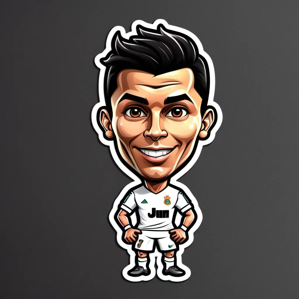 Cristiano Ronaldo Cartoon Sticker Playful Illustration of Football Icon