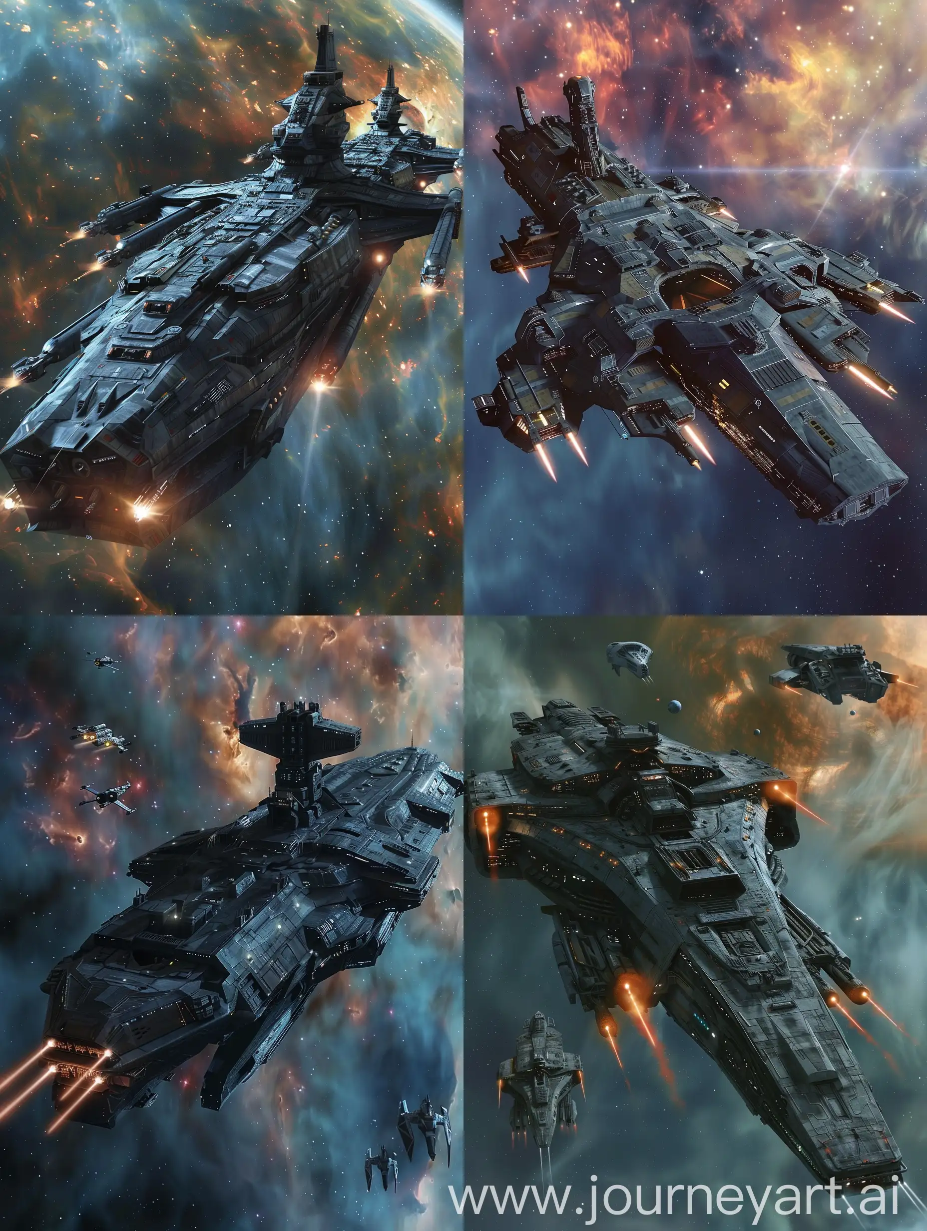 Star-WarsInspired-Capital-Ship-Unleashing-Starfighters-in-Nebula