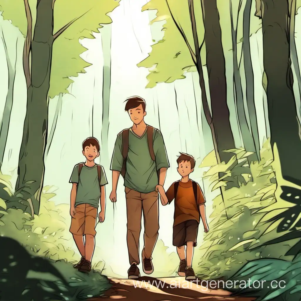 Exploring-the-Enchanted-Forest-Adventure-with-Two-Boys-and-Their-Uncle