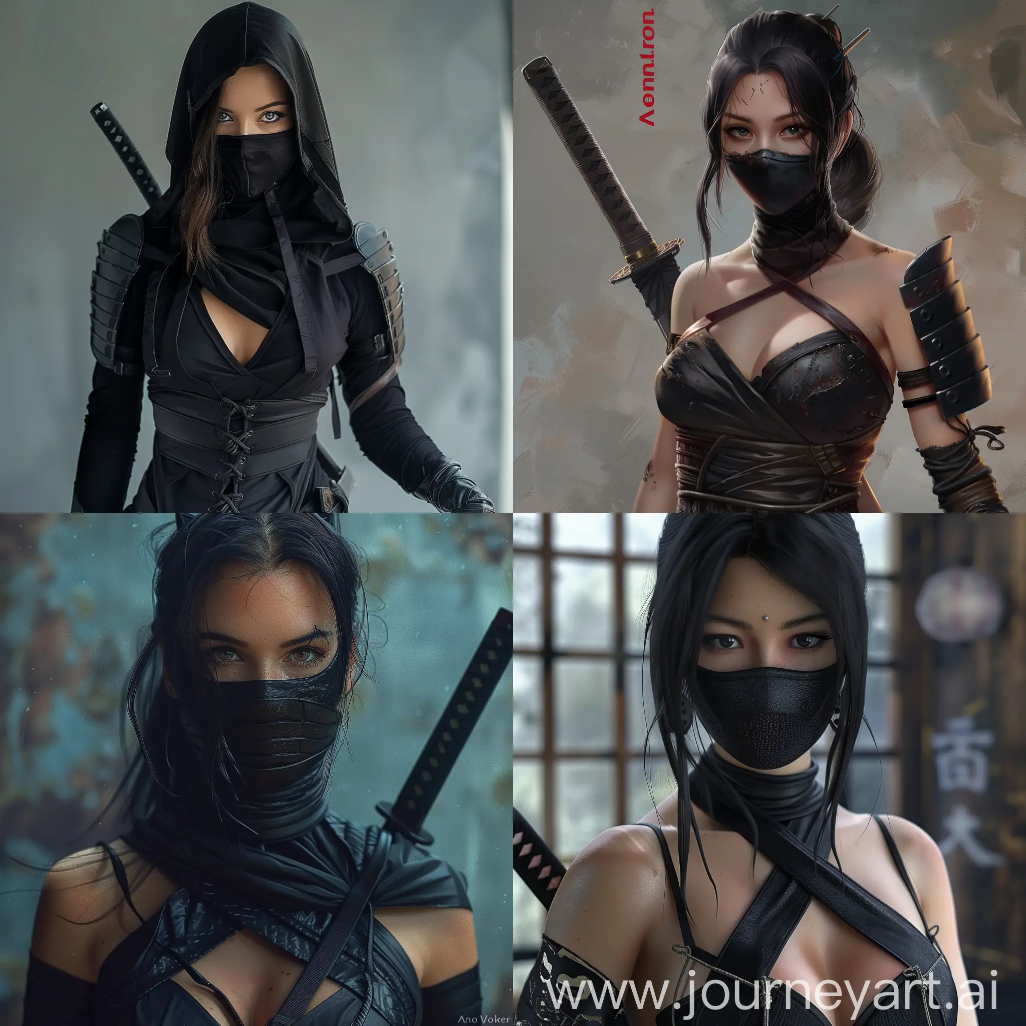 beautiful ninja,assasin woman realistic nova write

